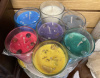 Complete set of 7 directional votive candles in glass